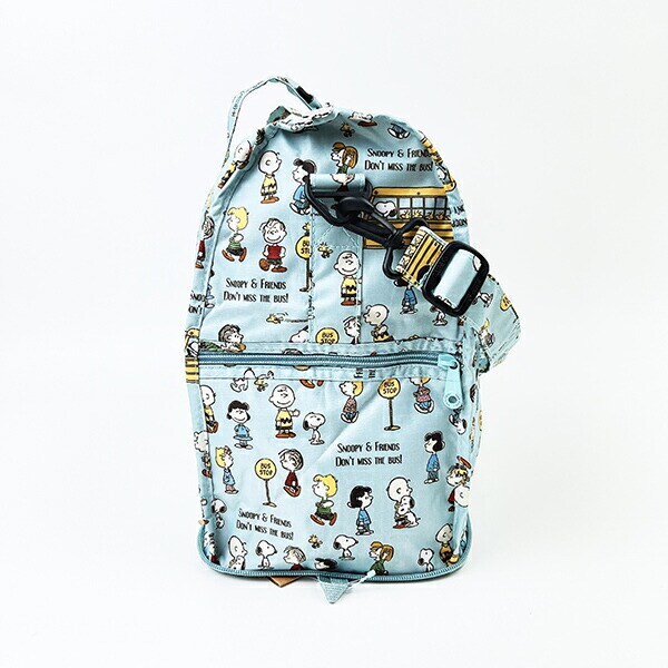 スヌーピー バスストップブルー 折りたたみボストンバッグ(M) トラベル SNOOPY