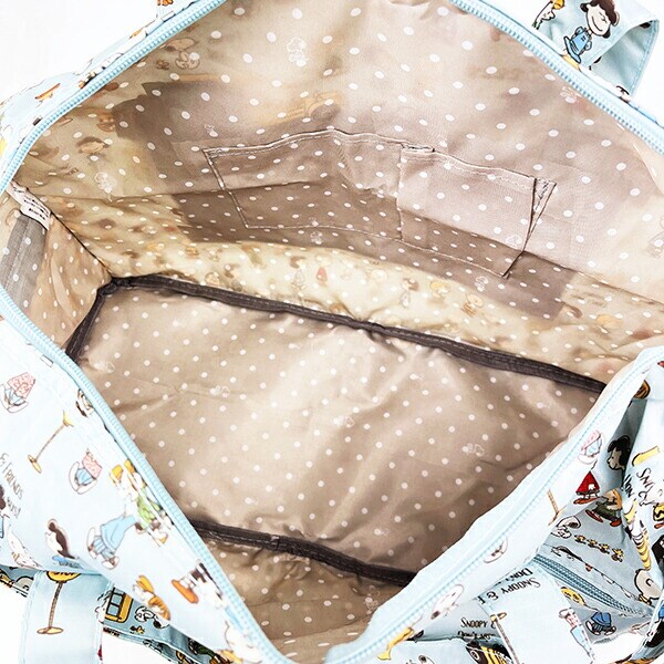 スヌーピー バスストップブルー 折りたたみボストンバッグ(M) トラベル SNOOPY