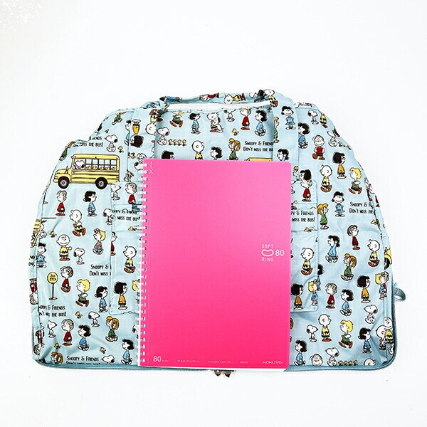 スヌーピー バスストップブルー 折りたたみボストンバッグ(M) トラベル SNOOPY