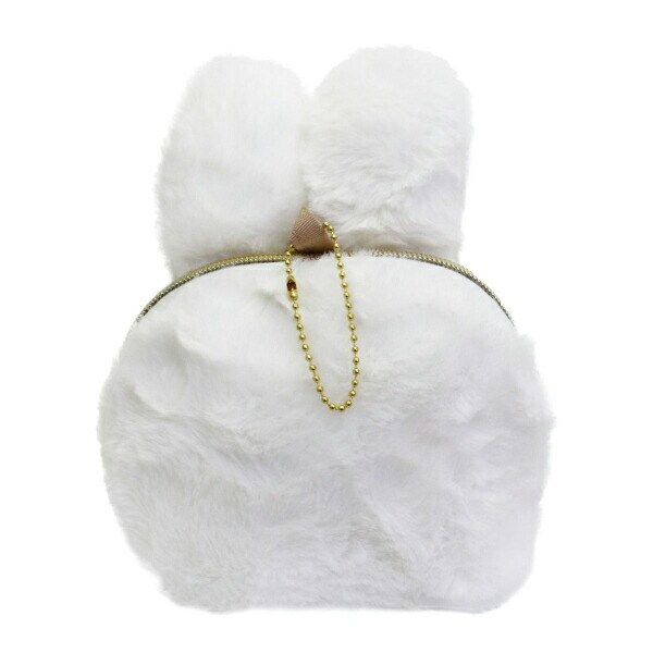 ミッフィー ファーフェイスダイカットポーチ ホワイト/ミルクティー 小物入れ