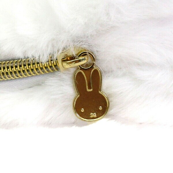 ミッフィー ファーフェイスダイカットポーチ ホワイト/ミルクティー 小物入れ