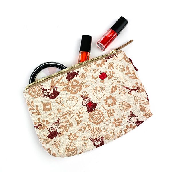 ムーミン ピクニック刺繍帆布 ポーチ 小物入れ (M)