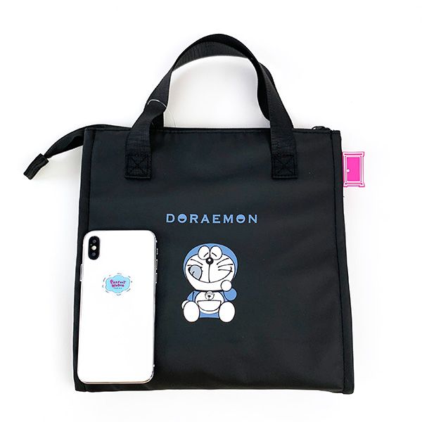ドラえもん 保冷ランチバッグ  ブラック 大容量 スクエア型 約7リッター