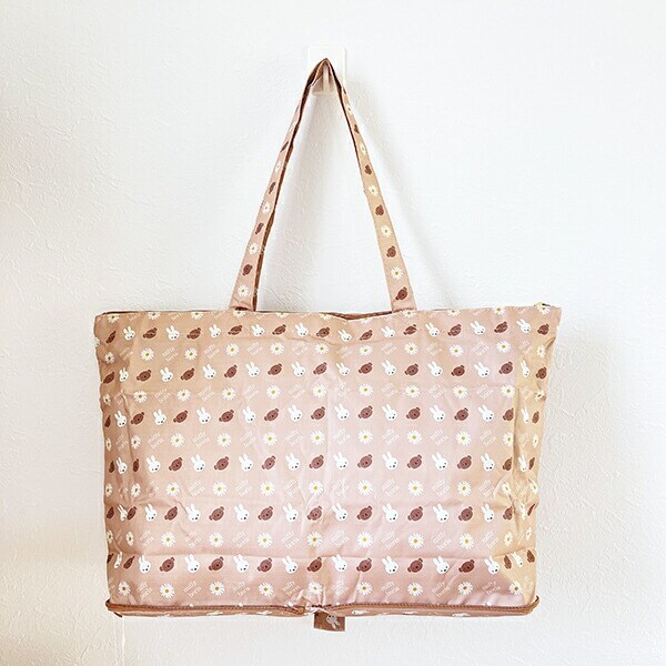 ミッフィー miffy ミッフィー＆ボリス 折りたたみトートバッグ フラワーベージュ トラベル