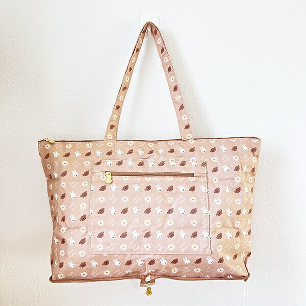 ミッフィー miffy ミッフィー＆ボリス 折りたたみトートバッグ フラワーベージュ トラベル