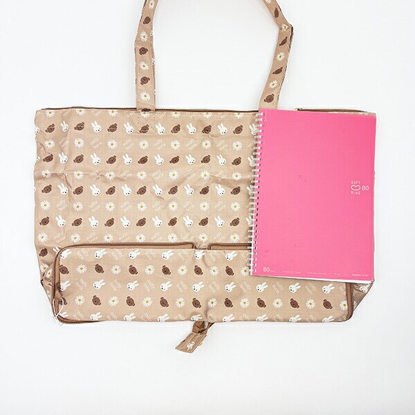 ミッフィー miffy ミッフィー＆ボリス 折りたたみトートバッグ フラワーベージュ トラベル