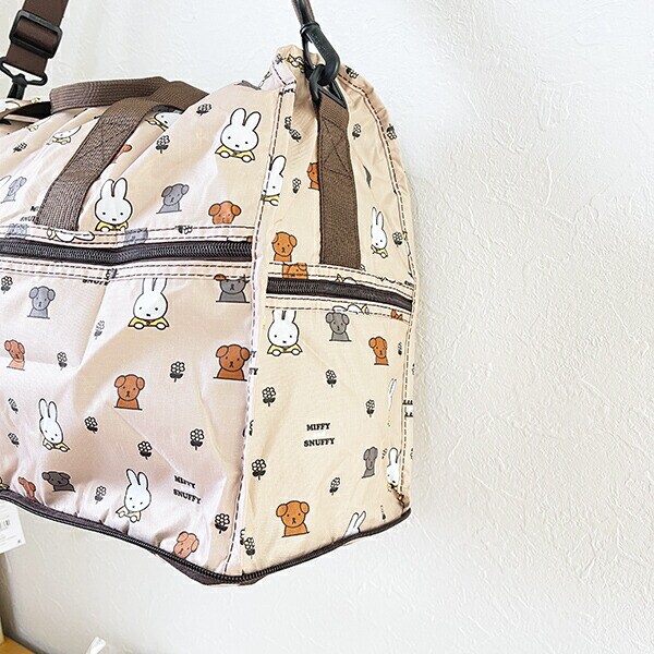 ミッフィー miffy ミッフィー＆スナッフィー 折りたたみボストンバッグ(M) ベージュ トラベル