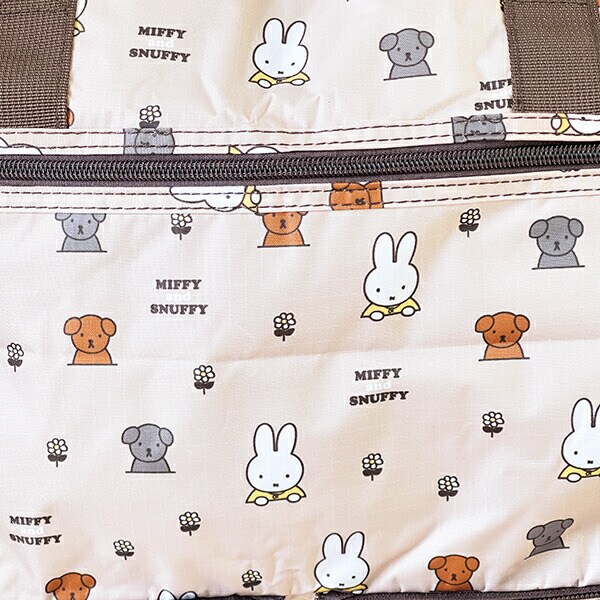 ミッフィー miffy ミッフィー＆スナッフィー 折りたたみボストンバッグ(L) ベージュ トラベル
