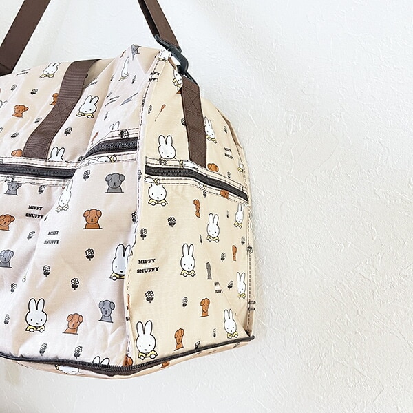 ミッフィー miffy ミッフィー＆スナッフィー 折りたたみボストンバッグ(L) ベージュ トラベル