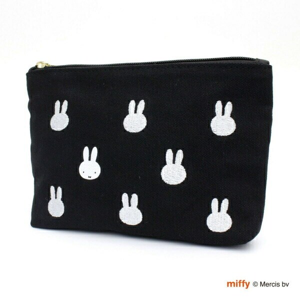 ミッフィー miffy モノグラム 帆布ポーチ フェイスブラック