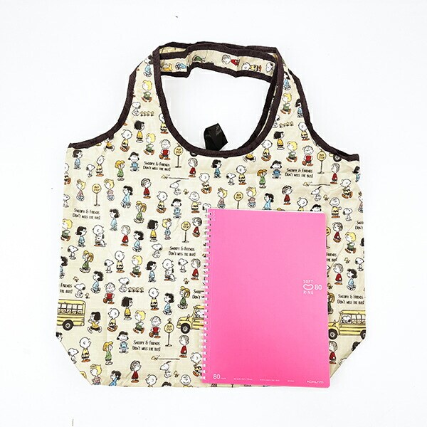 スヌーピー バスストップブラウン 保冷＆保温エコバッグ(M) ランチ SNOOPY