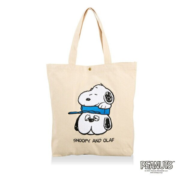 スヌーピー 刺繍 帆布トートバッグ  ナチュラル (スヌーピー & オラフ)