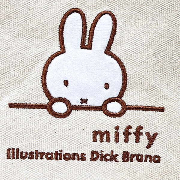 ミッフィー miffy 刺繍帆布ポーチ(M)  ナチュラル(ミッフィーフェイス)
