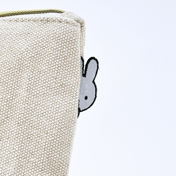 ミッフィー miffy 刺繍帆布ポーチ(M)  ナチュラル(ミッフィーフェイス)