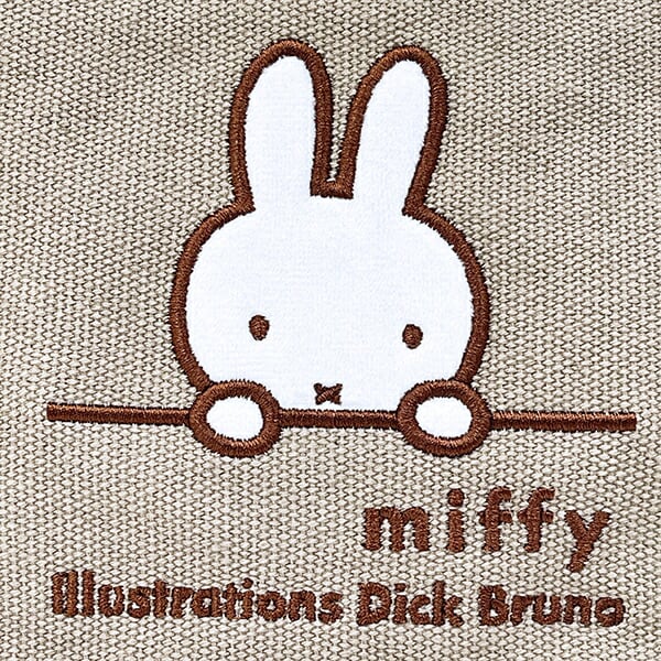 ミッフィー miffy 刺繍帆布ポーチ(M)  グレージュ(ミッフィーフェイス)