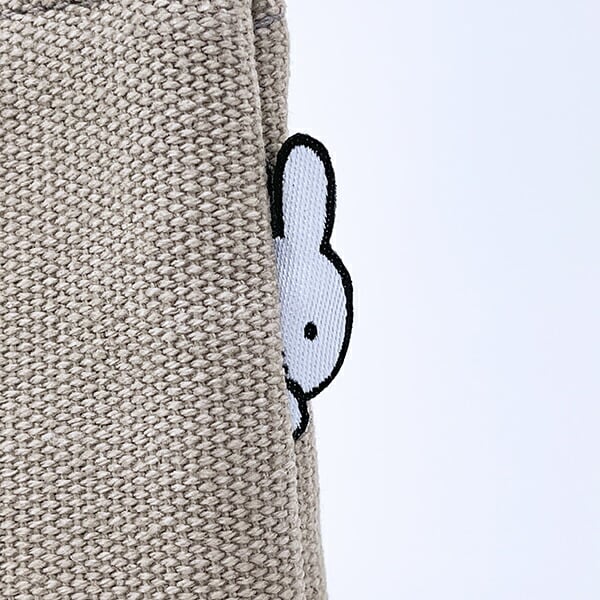ミッフィー miffy 刺繍帆布ポーチ(M)  グレージュ(ミッフィーフェイス)