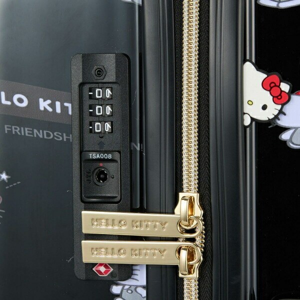 サンリオ ハローキティ ドリンクホルダー付き ジッパータイプ スーツケース  Sサイズ (ブラック) Sanrio