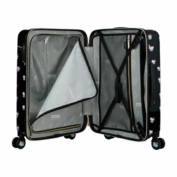 サンリオ ハローキティ ドリンクホルダー付き ジッパータイプ スーツケース  Sサイズ (ブラック) Sanrio