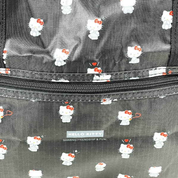 サンリオ ハローキティ 折りたたみボストンバッグ(M) ブラック Sanrio