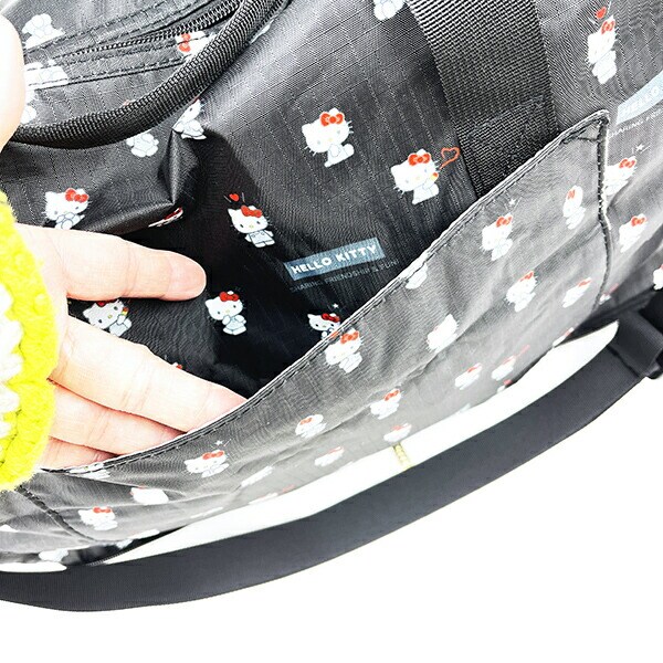 サンリオ ハローキティ 折りたたみボストンバッグ(M) ブラック Sanrio