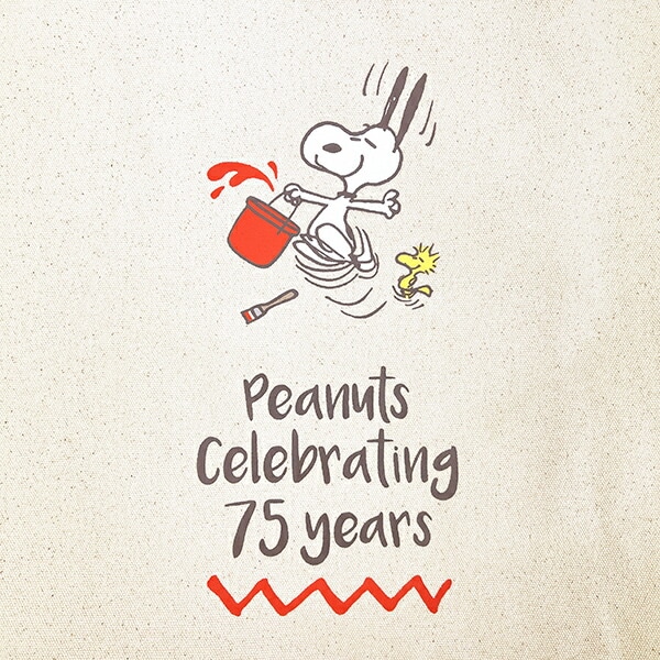 スヌーピー 帆布トートバッグ ナチュラル PEANUTS 75th SNOOPY