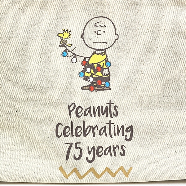 スヌーピー チャーリーブラウン サイドボタンミニトートバッグ ナチュラル ランチ PEANUTS 75th SNOOPY