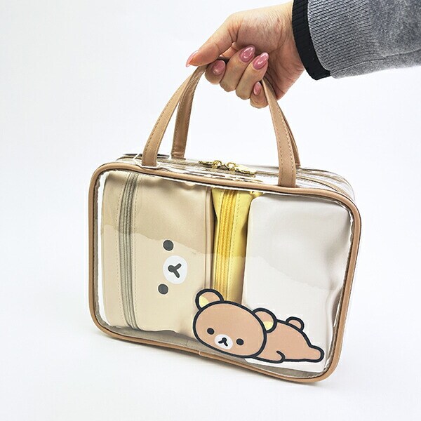 リラックマ トラベルポーチ ベージュトリオ