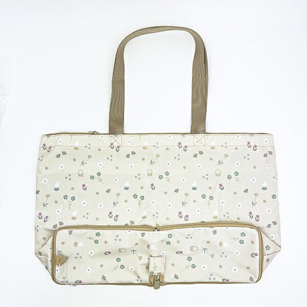 ミッフィー miffy 小花 折りたたみトートバッグ グレージュ
