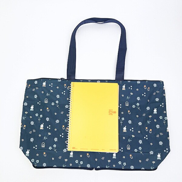 ミッフィー miffy 小花 折りたたみトートバッグ ネイビー