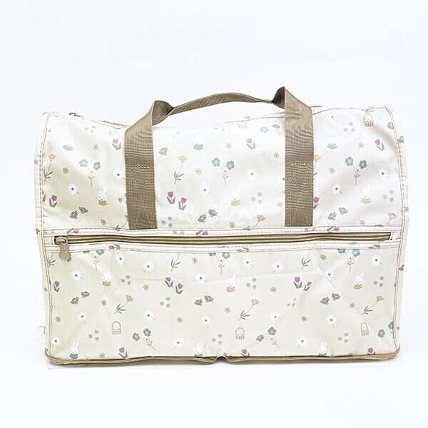 ミッフィー miffy 小花 折りたたみボストンバッグ(M) グレージュ