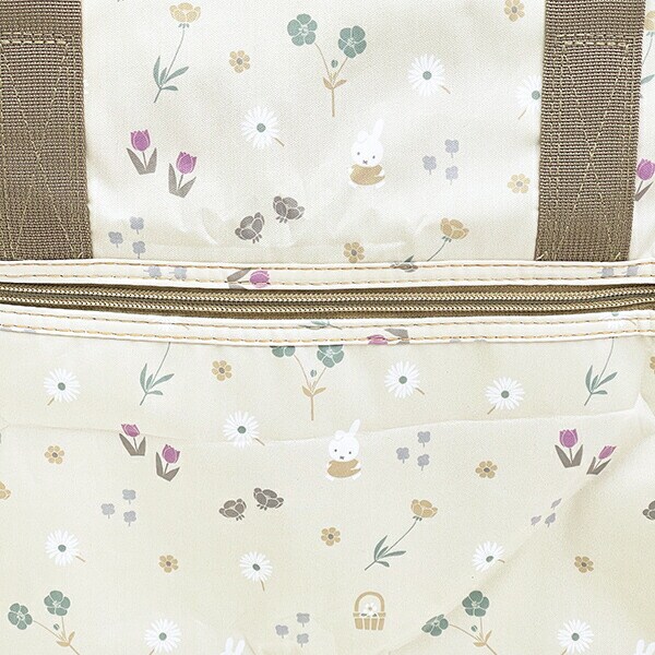ミッフィー miffy 小花 折りたたみボストンバッグ(M) グレージュ