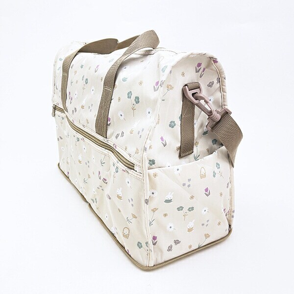 ミッフィー miffy 小花 折りたたみボストンバッグ(M) グレージュ