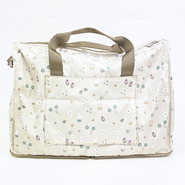 ミッフィー miffy 小花 折りたたみボストンバッグ(M) グレージュ