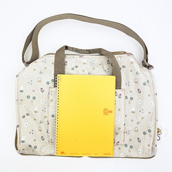 ミッフィー miffy 小花 折りたたみボストンバッグ(M) グレージュ