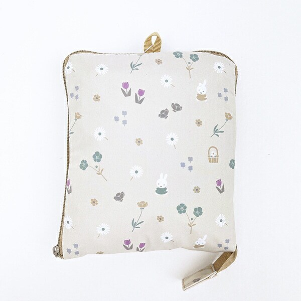 ミッフィー miffy 小花 折りたたみボストンバッグ(M) グレージュ