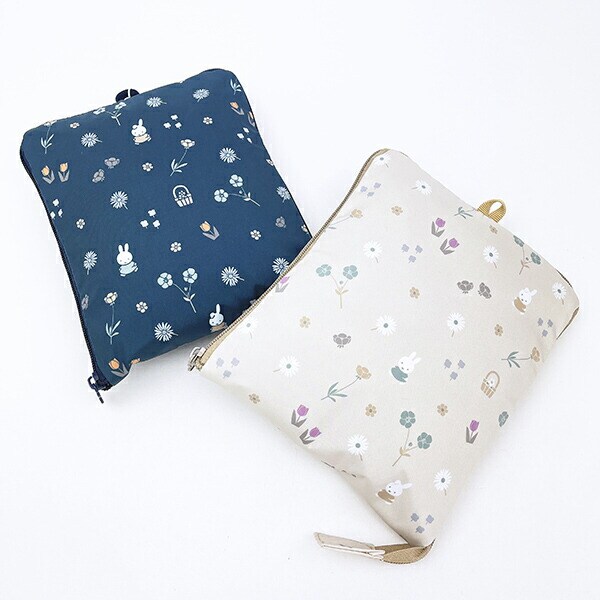 ミッフィー miffy 小花 折りたたみボストンバッグ(M) グレージュ