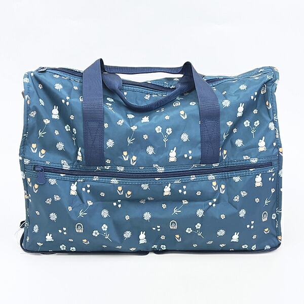 ミッフィー miffy 小花 折りたたみボストンバッグ(M) ネイビー