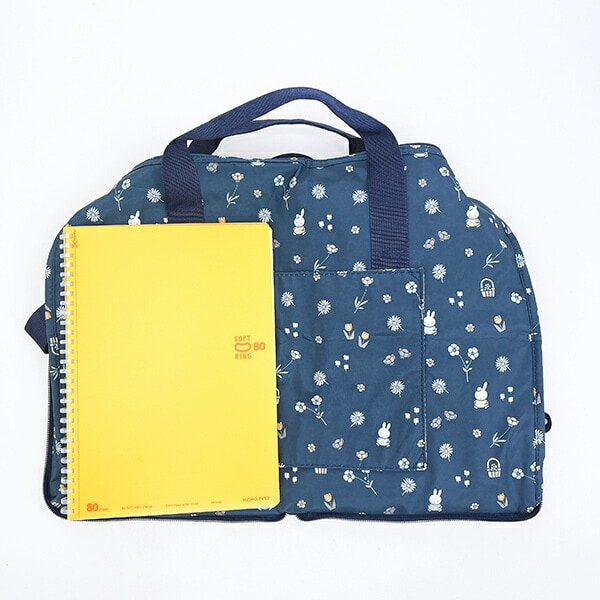ミッフィー miffy 小花 折りたたみボストンバッグ(M) ネイビー