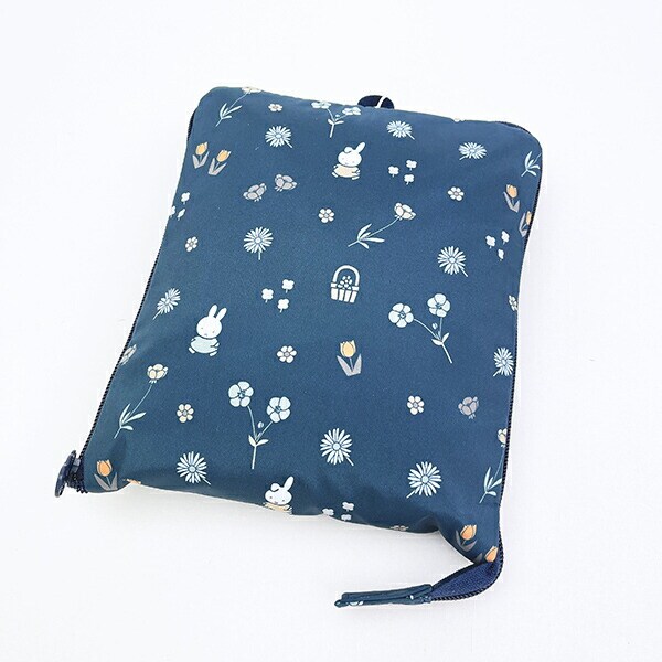 ミッフィー miffy 小花 折りたたみボストンバッグ(M) ネイビー