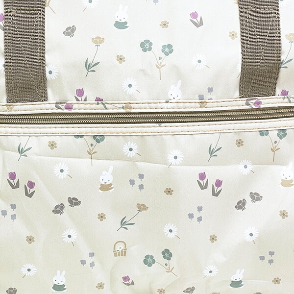 ミッフィー miffy 小花 折りたたみボストンバッグ(L) グレージュ