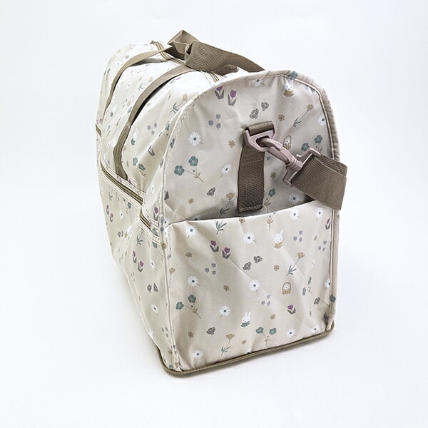 ミッフィー miffy 小花 折りたたみボストンバッグ(L) グレージュ