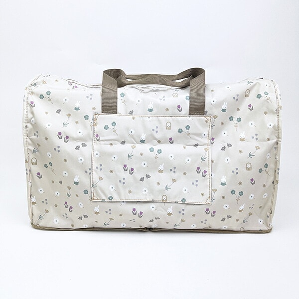 ミッフィー miffy 小花 折りたたみボストンバッグ(L) グレージュ