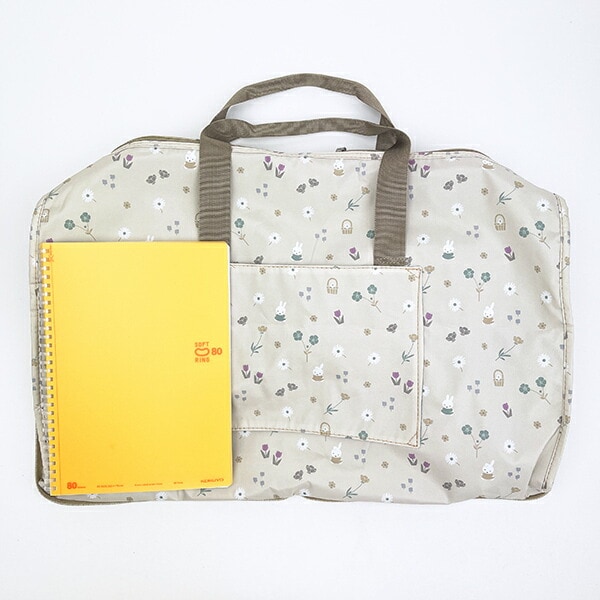 ミッフィー miffy 小花 折りたたみボストンバッグ(L) グレージュ