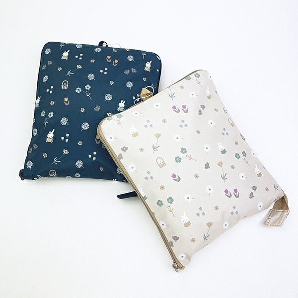 ミッフィー miffy 小花 折りたたみボストンバッグ(L) グレージュ