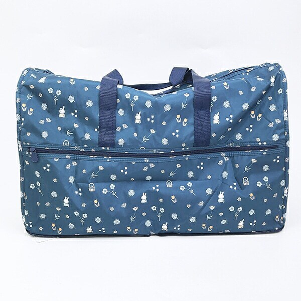 ミッフィー miffy 小花 折りたたみボストンバッグ(L) ネイビー