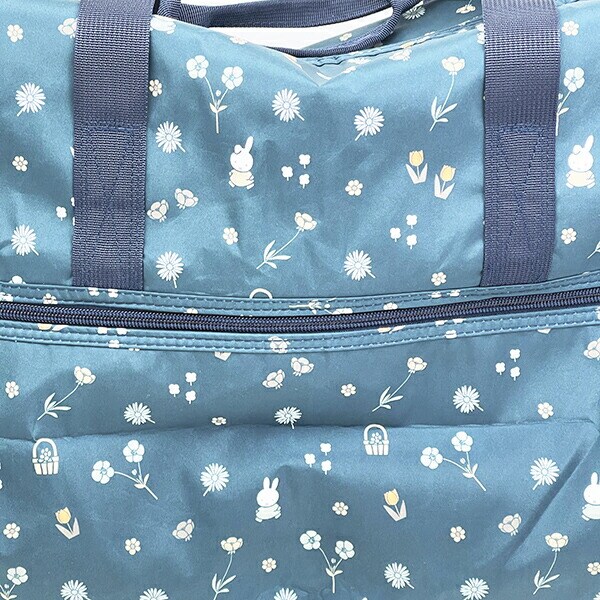 ミッフィー miffy 小花 折りたたみボストンバッグ(L) ネイビー