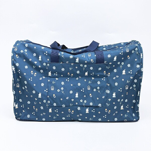 ミッフィー miffy 小花 折りたたみボストンバッグ(L) ネイビー