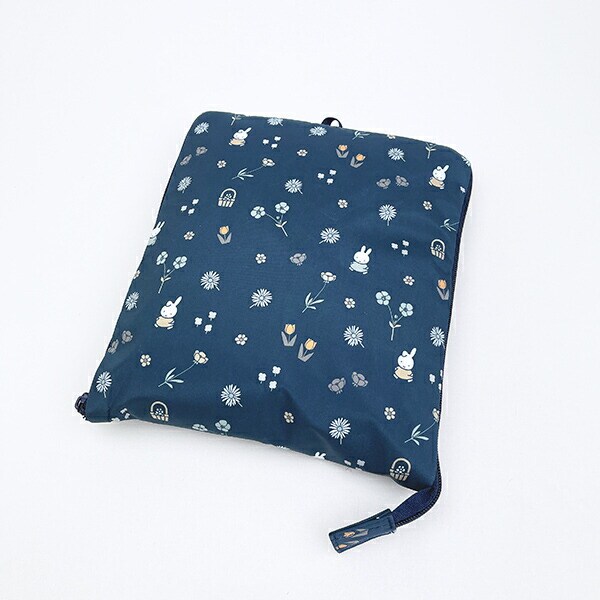ミッフィー miffy 小花 折りたたみボストンバッグ(L) ネイビー