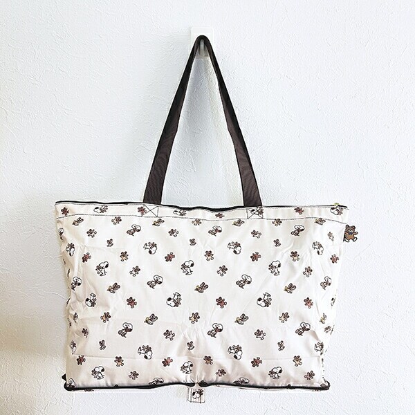 スヌーピー &ベア 折りたたみトートバッグ ベージュ SNOOPY