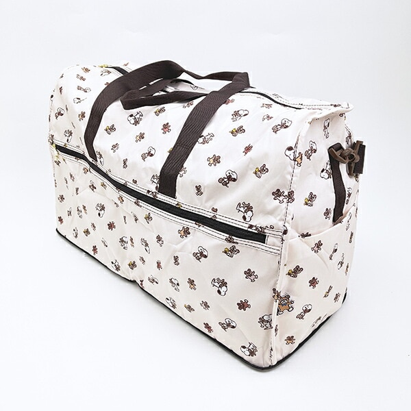 スヌーピー &ベア 折りたたみボストンバッグ(L) ベージュ トラベル SNOOPY